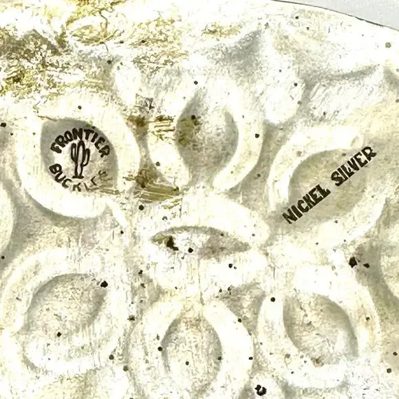 VTG -FRONTIER BUCKLE Native American vintage 70s Zuni Multi-Inlay Knifewing belt - Picture 11 of 14